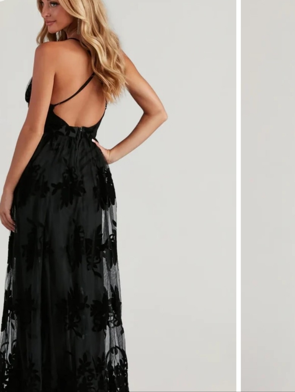 Women's Windsor Black Floral Mesh Maxi Dress size Small - Picture 2 of 16